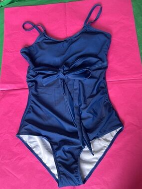 Kids Navy One-Piece Swimsuit with Front Tie